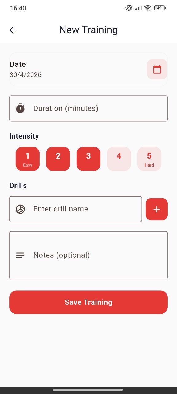 Training screen